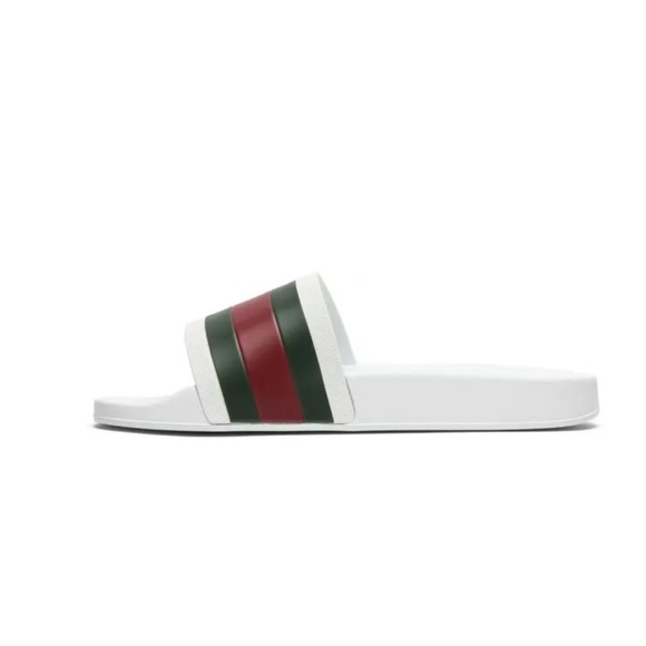 Gucci Men’s Web Logo Slide Sandals Size 13 US/12 UK - Picture 2 of 11